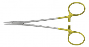 Иглодержатель хирургический Baby-Crile-Wood, прямой, с перекрестной насечкой, с ТС-вставками, длина 15 см