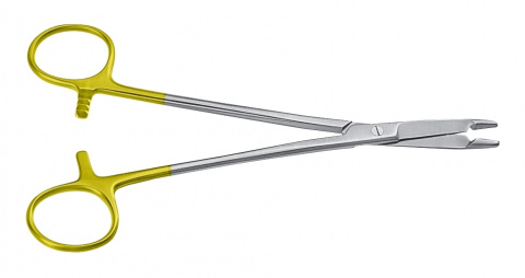Иглодержатель хирургический Olsen-Hegar, прямой, с ножницами, с перекрестной насечкой, с ТС-вставками, длина 19 см