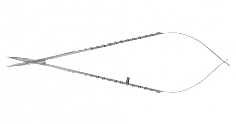 Микроножницы для анастомоза с изогнутым вверх лезвием 20,5 мм, прямые, общ. длина 165 мм
